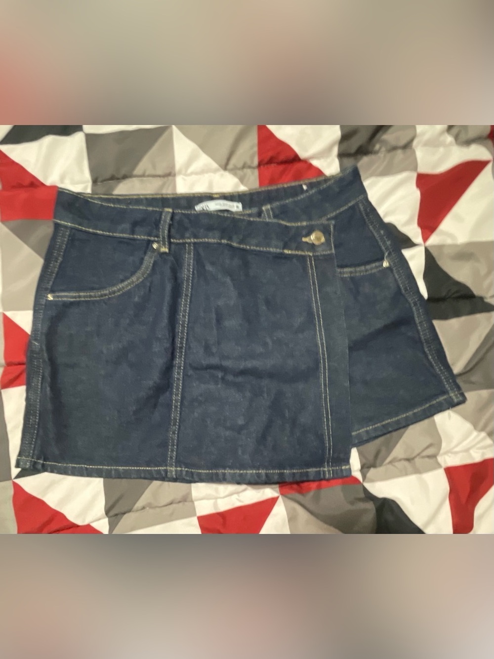 Zara Dark Blue Denim Mini Shorts Skort
